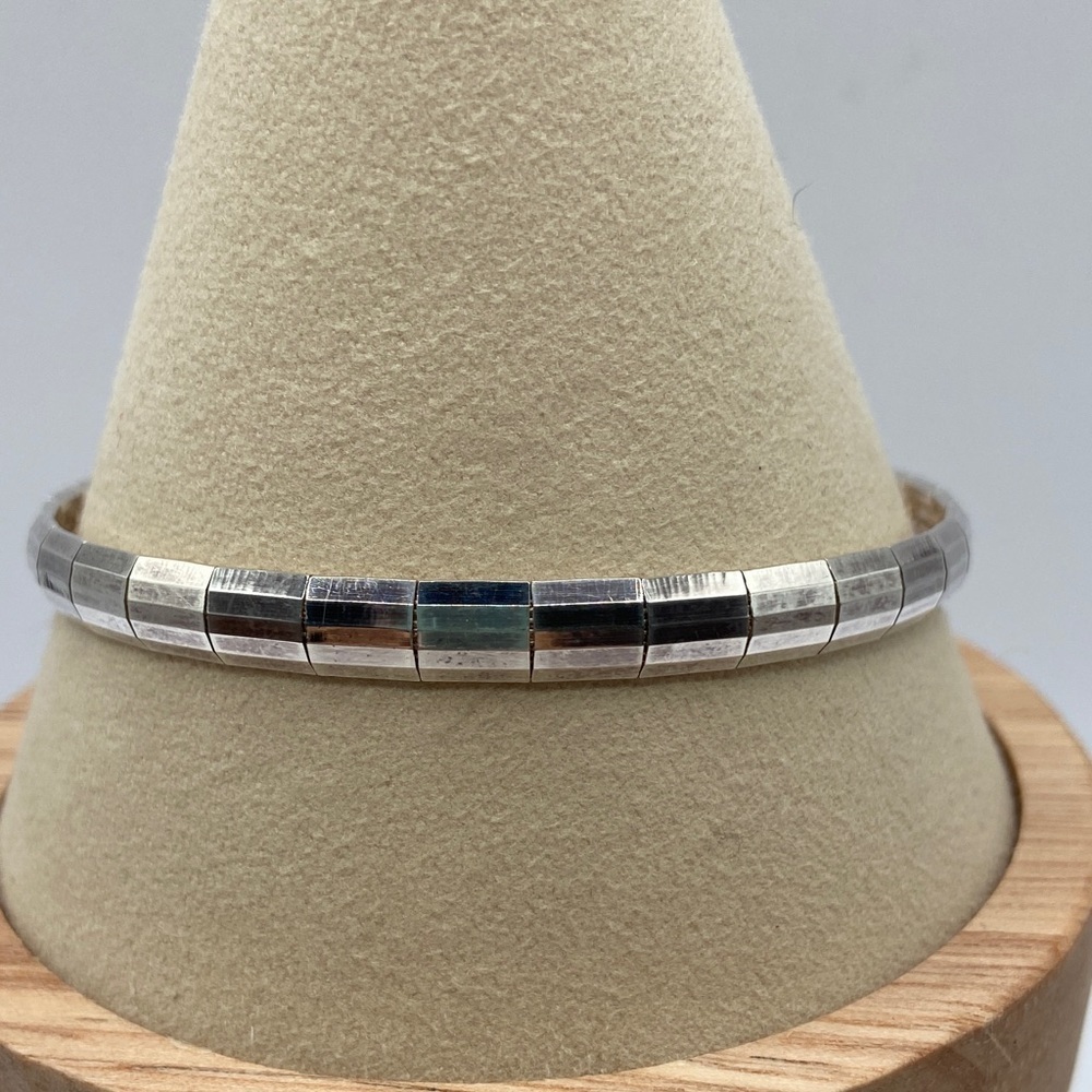 Vintage Milor Italy Sterling Silver 925 Mirror Link Flexible Bangle Bracelet 8”L